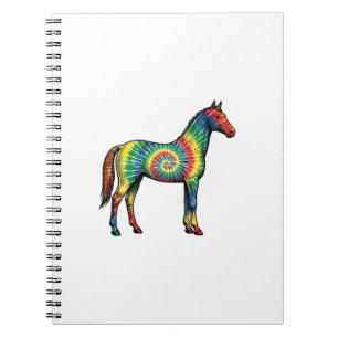 Caderno Espiral Cavalo Tie Dye Ilustração Antiga Arte Vetorial