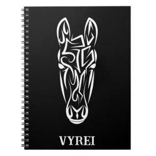 Caderno Espiral Cavalo Tribal Negro e Branco