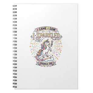 Caderno Espiral Cavalo Unicórnio Eu Vim Eu Vi Eu Brilhei Impressão