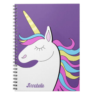 Caderno Espiral Cavalo Unicórnio Roxo Fantasia Unicórnios Lindos