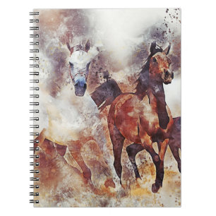 Caderno Espiral Cavalos brancos e baías incríveis em uma galope