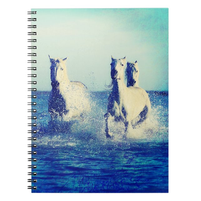 Caderno Espiral Cavalos Brancos no Oceano (Frente)