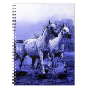 Caderno Espiral Cavalos correndo e luz azul