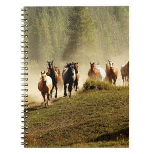 Caderno Espiral Cavalos correndo em Montana ranch