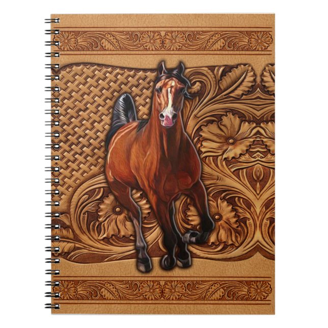 Caderno Espiral [Cavalos]Couro-Cavalo Emboscada (Frente)