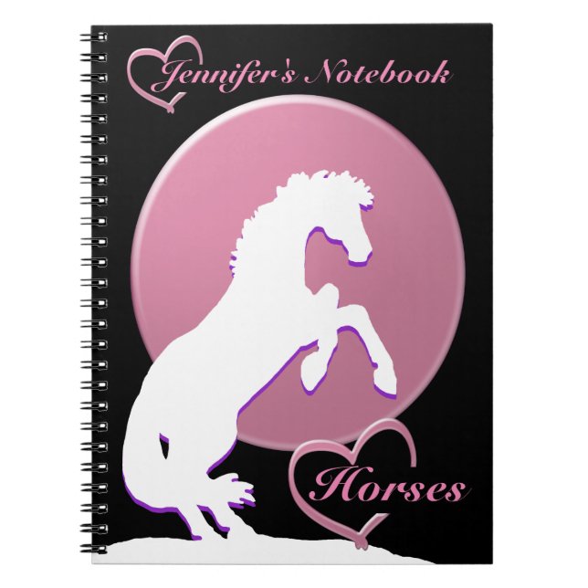 Caderno Espiral Cavalos de Coração Branco V (Rosa) (Frente)