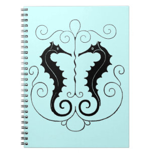 Caderno Espiral Cavalos de mar do vintage