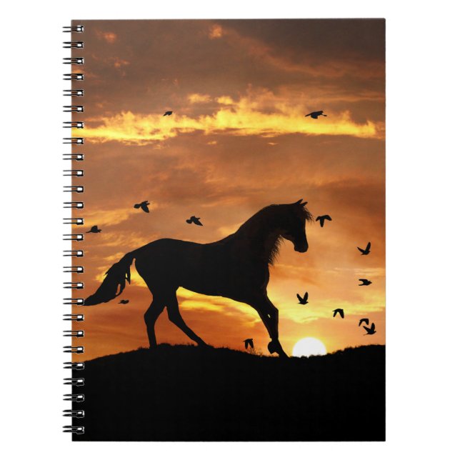 Caderno Espiral Cavalos e Aves ao Sol (Frente)