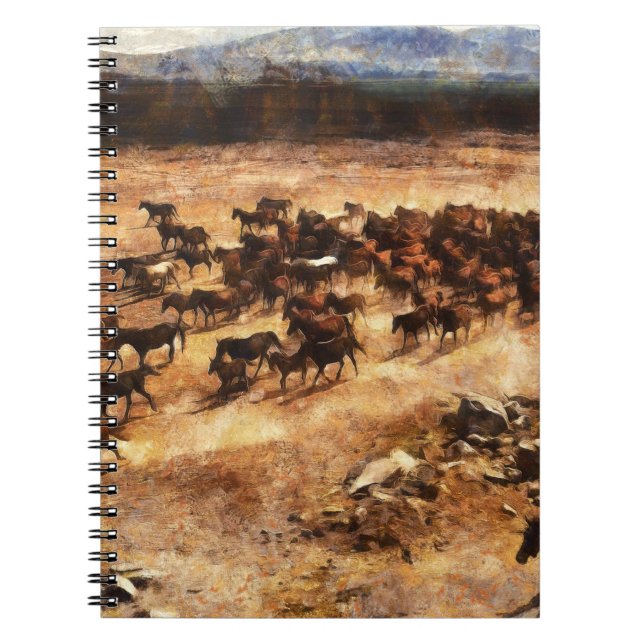 Caderno Espiral Cavalos Selvagens: Majestade Animal Artística. (Frente)