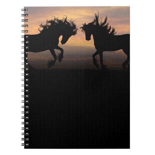 Caderno Espiral Cavalos selvagens Silhouette (Frente)