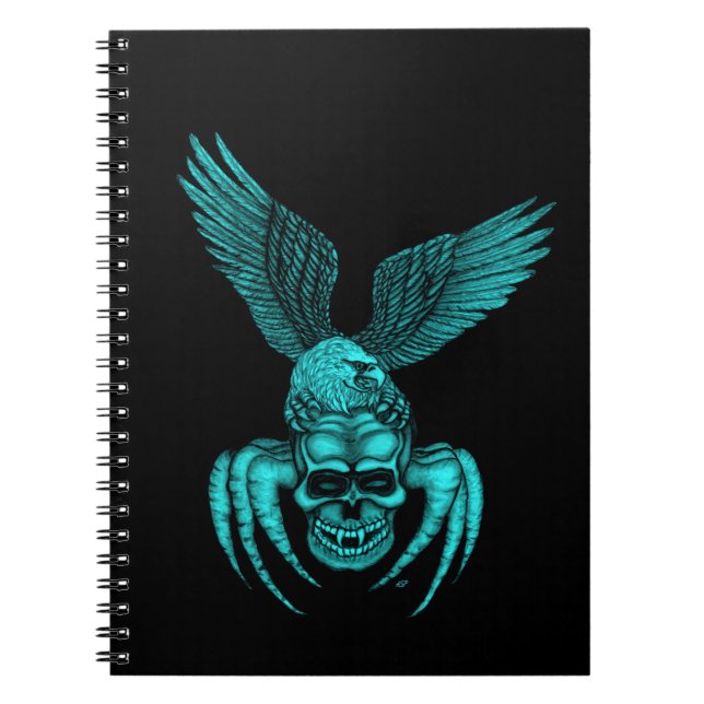 Caderno Espiral Caveira-aranha com águia (Frente)