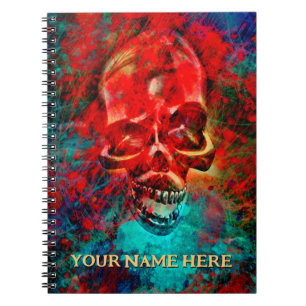 Caderno Espiral Caveira colorida. Personalizado