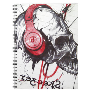Caderno Espiral Caveira com Fones de ouvido