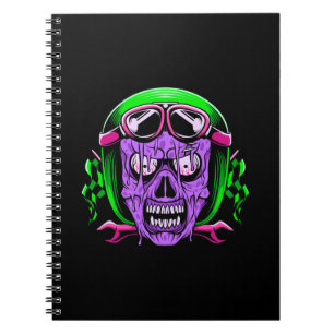 Caderno Espiral Caveira de Zumbi Montado em Neon Derretido