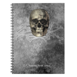 Caderno Espiral Caveira e uma pilha de Ossos Halloween Gótico
