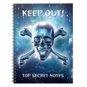 Caderno Espiral Caveira espacial. Personalizado