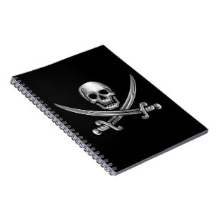 Caderno Espiral Caveira Silver e Espadas Cruzadas