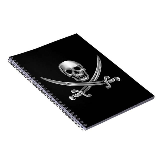 Caderno Espiral Caveira Silver e Espadas Cruzadas (Lado Direito)