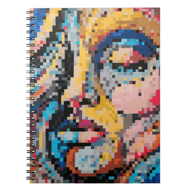 Caderno Espiral Celebração Colorida em Estilo Pixel (Frente)