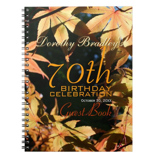 Caderno Espiral Celebração de Aniversário do 70 Livro de Convidado (Frente)