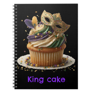 Caderno Espiral Celebração de Cupcake Mascarado de Mardi Gras