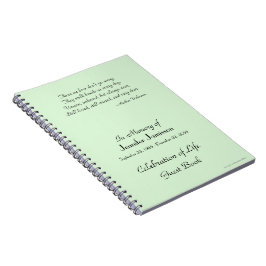 Caderno Espiral Celebration of Life Guest Book, green, spiral