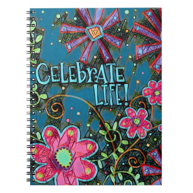 Caderno Espiral Celebre a Inspiração Bonito Floral da Vida (Frente)