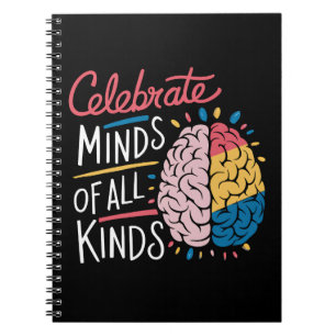 Caderno Espiral Celebre Mentes de Todos os Tipos Conscientização s