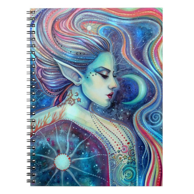 Caderno Espiral Celesta Fantasy Fairy Art Moons and Stars (Frente)