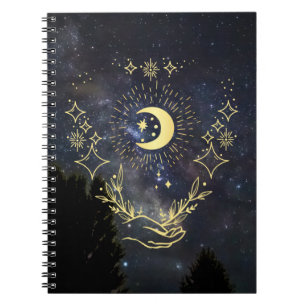 Caderno Espiral Celestial art Moon and Stars