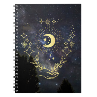 Caderno Espiral Celestial art Moon and Stars
