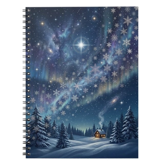 Caderno Espiral Celestial Aurora & Stars Winter Notebook (Frente)