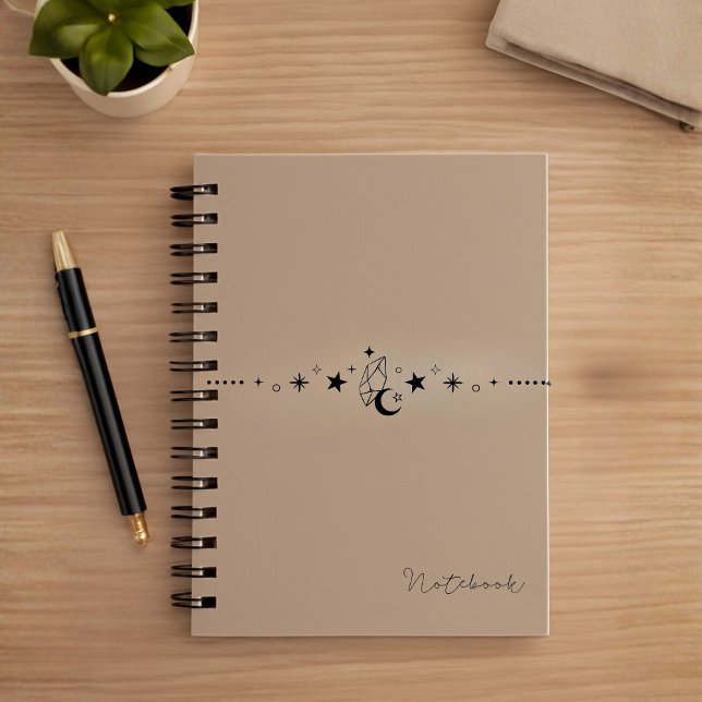 Caderno Espiral Celestial Bege Personalizado (Criador carregado)