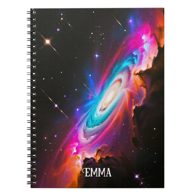 Caderno Espiral Celestial Fantasy Black Hole Nome Personalizado (Frente)