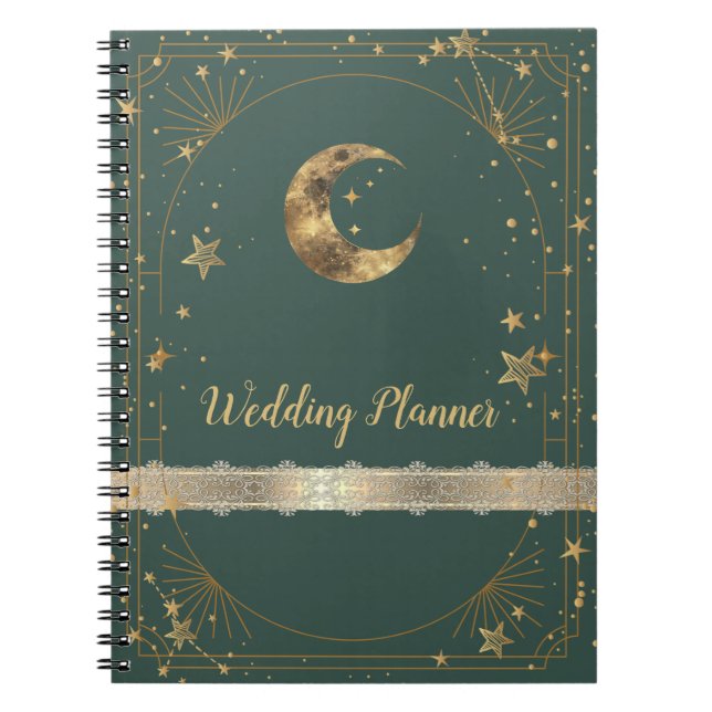 Caderno Espiral Celestial Moon Stars Frame  (Frente)