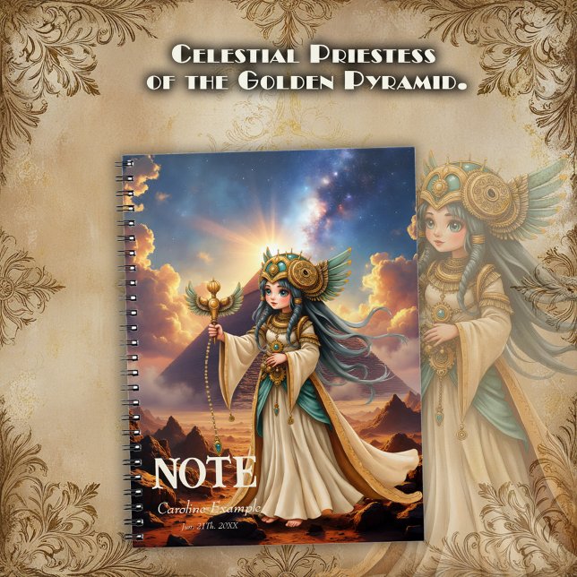 Caderno Espiral Celestial Priestess of the Golden Pyramid (Criador carregado)