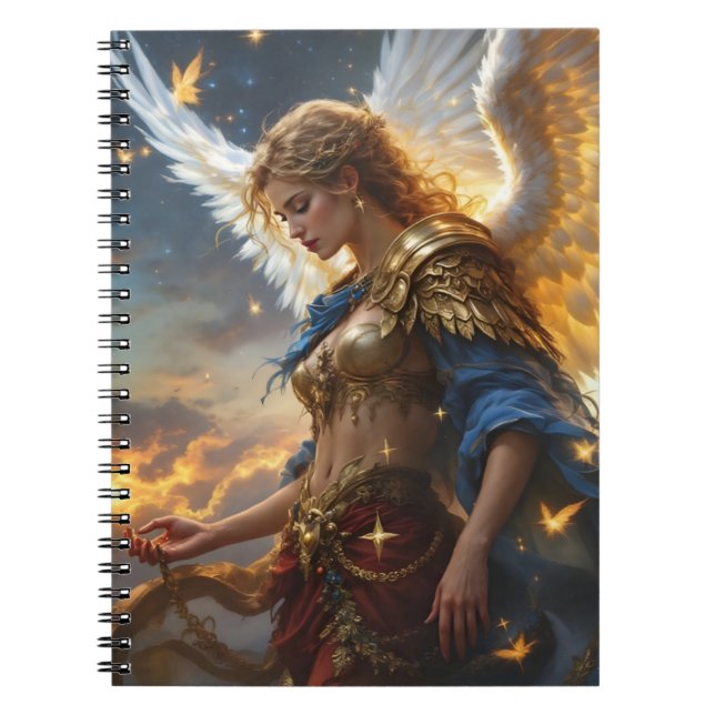 Caderno Espiral Celestial Sentinel - Anjo do amanhecer e divino (Frente)