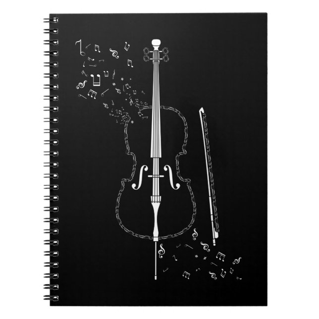 Caderno Espiral Cello Music Notes Instrumento Musical Cellist (Frente)