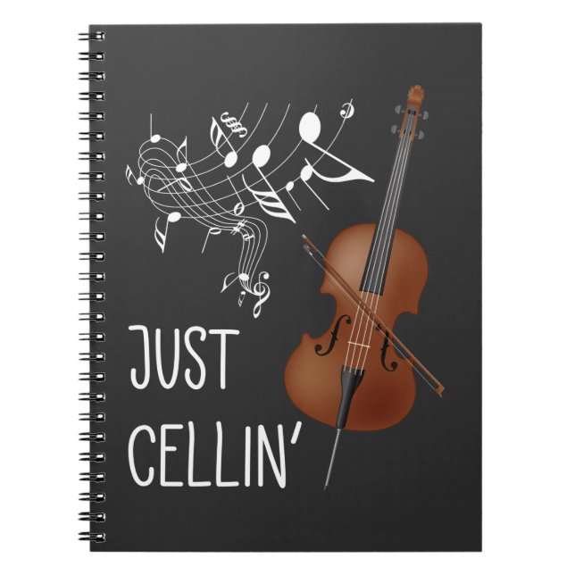 Caderno Espiral Cello String Instrumento Cellist Humor Violoncello (Frente)