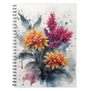 Caderno Espiral Celosia - Flores em aquarela