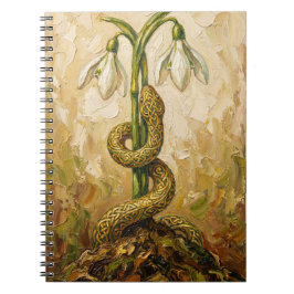 Caderno Espiral Celtic Snake Snowdrops Imbolc Rebirth Fantasy Art