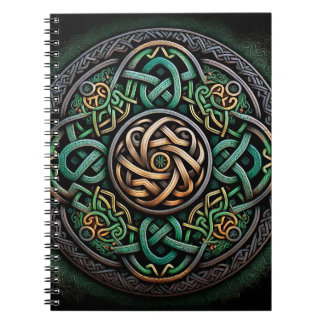 Caderno Espiral Célula Nó Verde Dourado