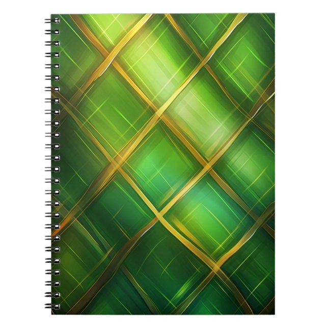 CADERNO ESPIRAL CÉLULAS DE PADRÃO DE XADREZ CELTICA VERDE IRLANDES (Frente)