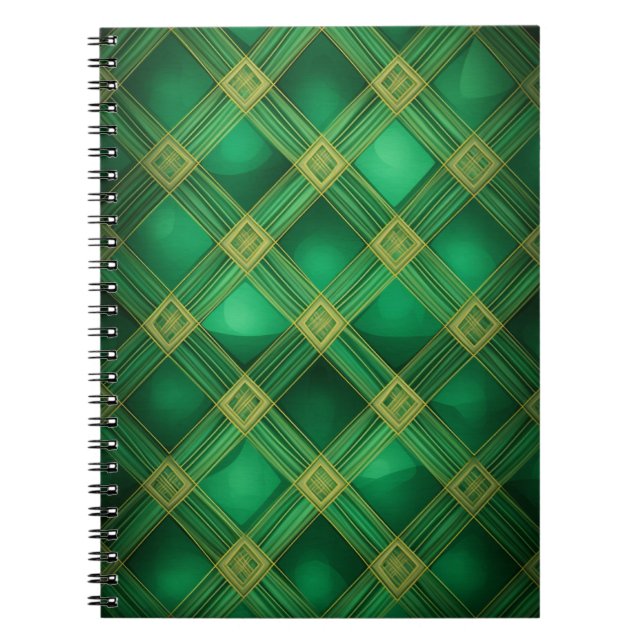 CADERNO ESPIRAL CÉLULAS DE PADRÃO DE XADREZ CELTICA VERDE IRLANDES (Frente)