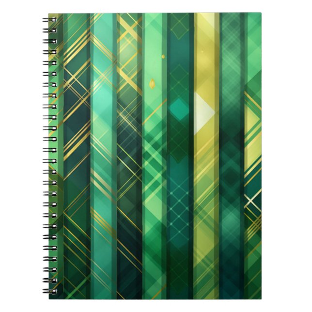 CADERNO ESPIRAL CÉLULAS DE PADRÃO DE XADREZ CELTICA VERDE IRLANDES (Frente)