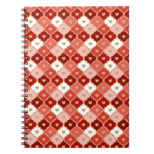 CADERNO ESPIRAL CÉLULAS DE PINCO VERMELHO PADRÃO DE NAMORADOS DOUR (Frente)