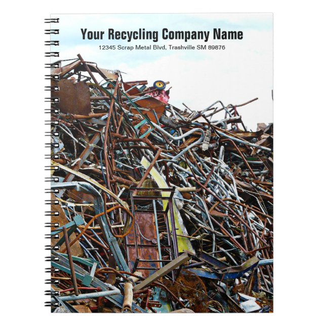 Caderno Espiral Cemitério de automóveis do reciclagem da sucata (Frente)