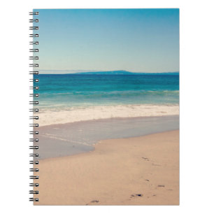 Caderno Espiral Cena Azul do Oceano de Fotografia de Praia