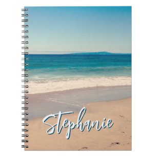 Caderno Espiral Cena Azul Personalizada do Oceano de Fotografia de