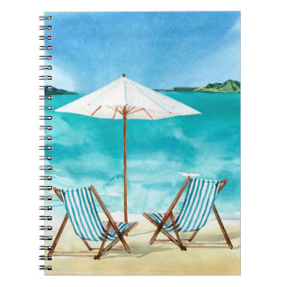 Caderno Espiral Cena Costeira de Praia 2 Câmaras de Praia